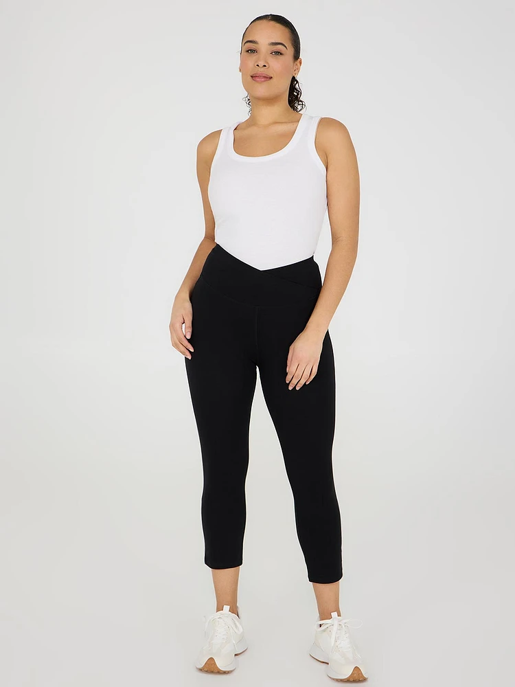 Crossover Waistband Capri Leggings