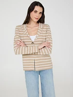 Striped 2-Button Sweater Blazer