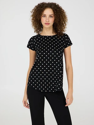 T-shirt à pois et manches raglan