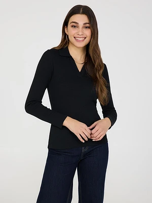 Johnny Collar Ribbed Top