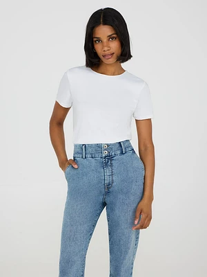 T-shirt à double épaisseur et col rond