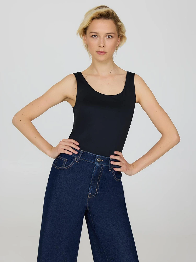Double Layer Scoop Neck Tank Top