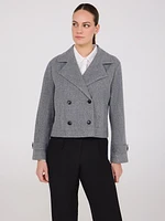 Waisted Faux Wool Trench Jacket