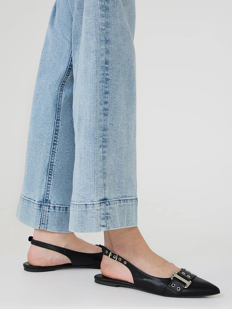 Faux Leather Slingback Flats