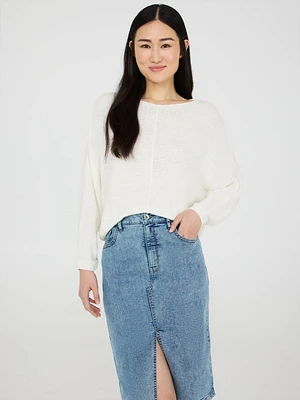 Boat Neck Dolman Sleeve Sweater