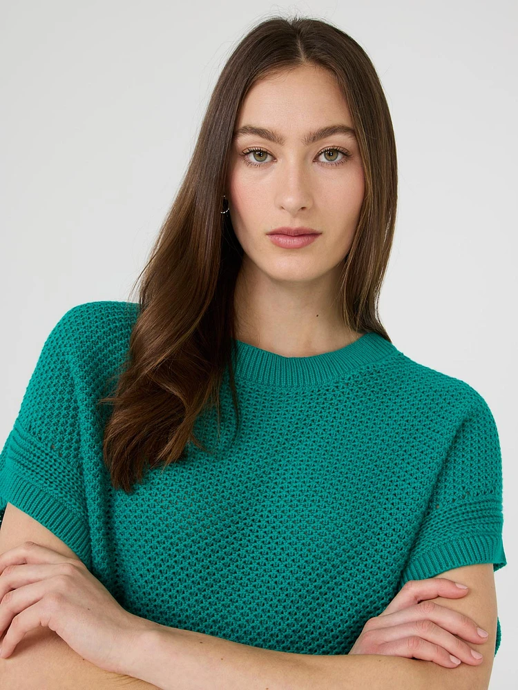Short Dolman Sleeve Crochet Sweater
