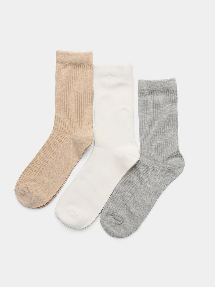 Paquet de 3 chaussettes côtelées