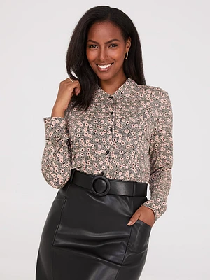 Blouse à manches longues et imprimé floral