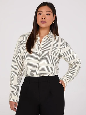 Blouse à imprimé géométrique et ourlet arrondi