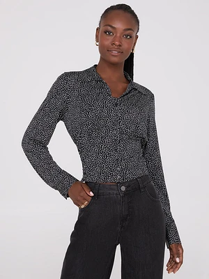 Blouse empire boutonnée sur le devant à imprimé