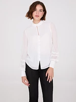 Lace Sleeve Blouse With Mandarin Collar