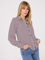 Printed Chiffon Button-Front Blouse