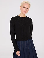 Cable Knit Pointelle Sweater