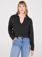 Johnny Collar Long Sleeve Sweater