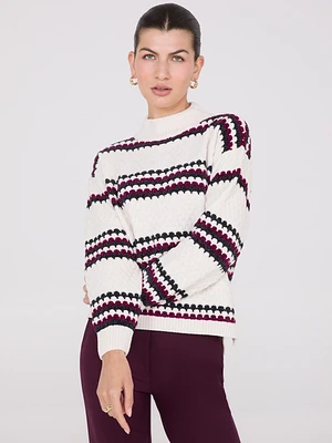 Striped Chenille Mock Neck Sweater