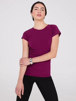 Short Raglan Sleeve Top With Side Pleats