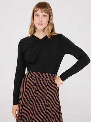 Ruched Drape Neck Top