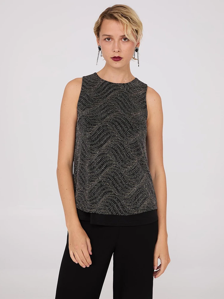 Sleeveless Abstract Glitter Top