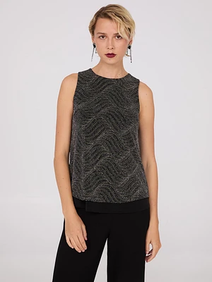 Sleeveless Abstract Glitter Top