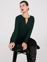 Long Sleeve Top With Metal Bar Detail