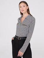 Blouse imprimée à manches retroussées