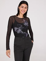 Haut en maille à placement floral avec camisole