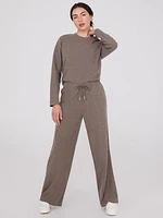 Pantalon côtelé en tricot mélangé brossé