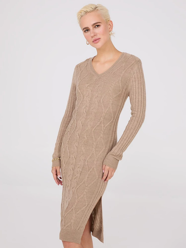 Robe chandail en tricot torsadé