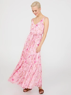 Floral Print 3-Tier Maxi Dress