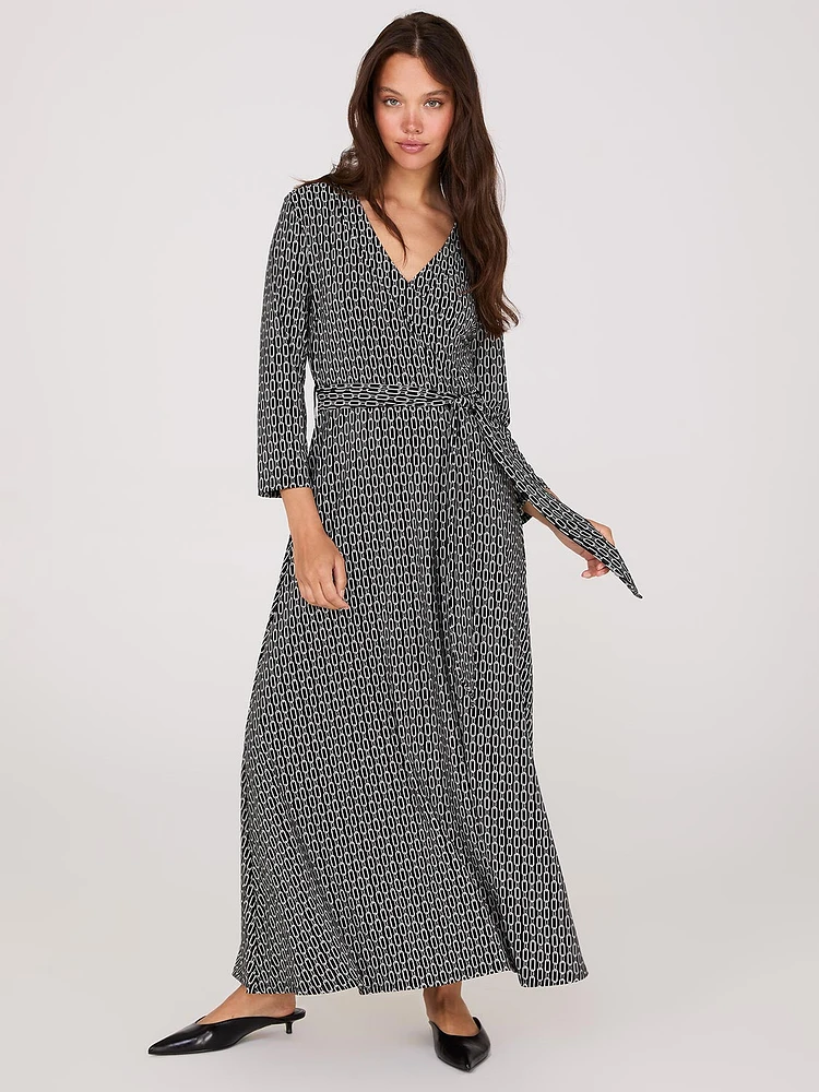 Robe maxi ligne à croisée imprimé géométrique