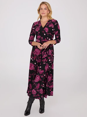 Robe maxi ligne à croisée imprimé fleuri