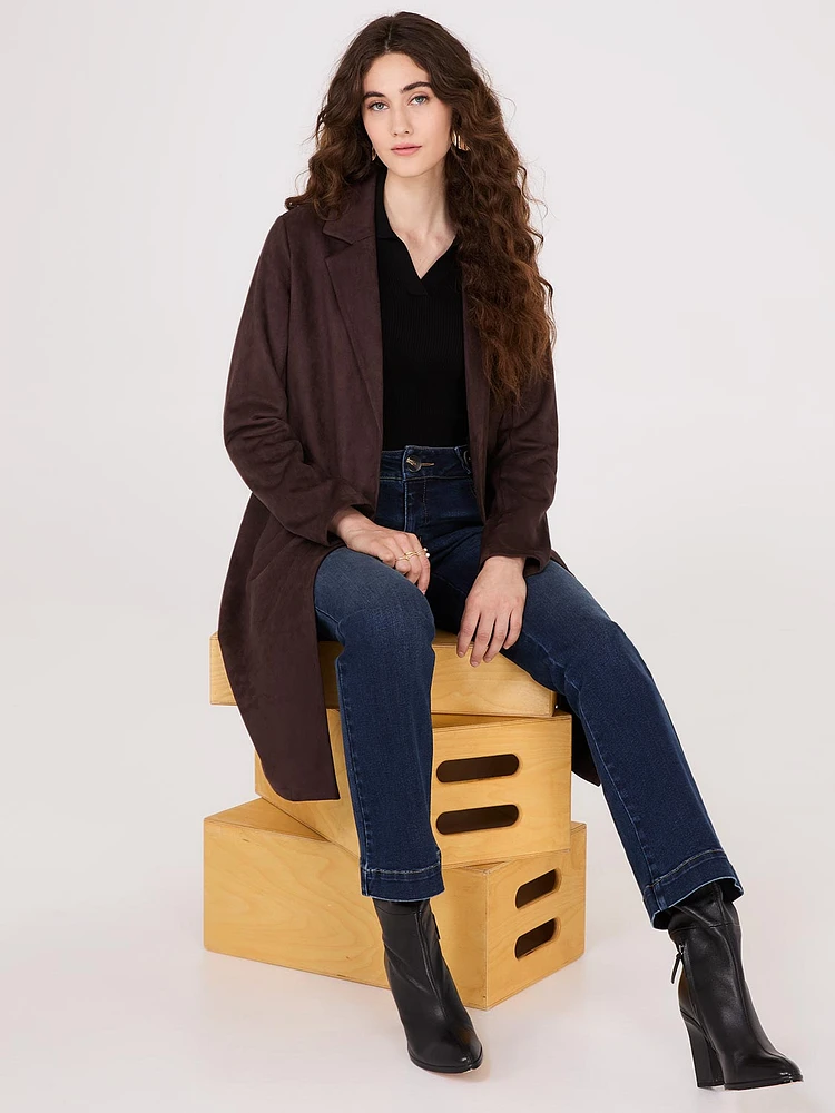 Manteau long en suédine