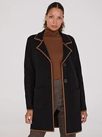 Manteau-cardigan à 2 boutons et bordure contrastée