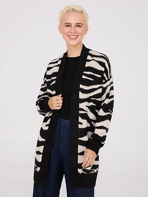 Zebra Print Drop Shoulder Duster