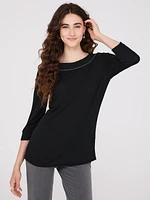 3/4 Sleeve Boat Neck Top