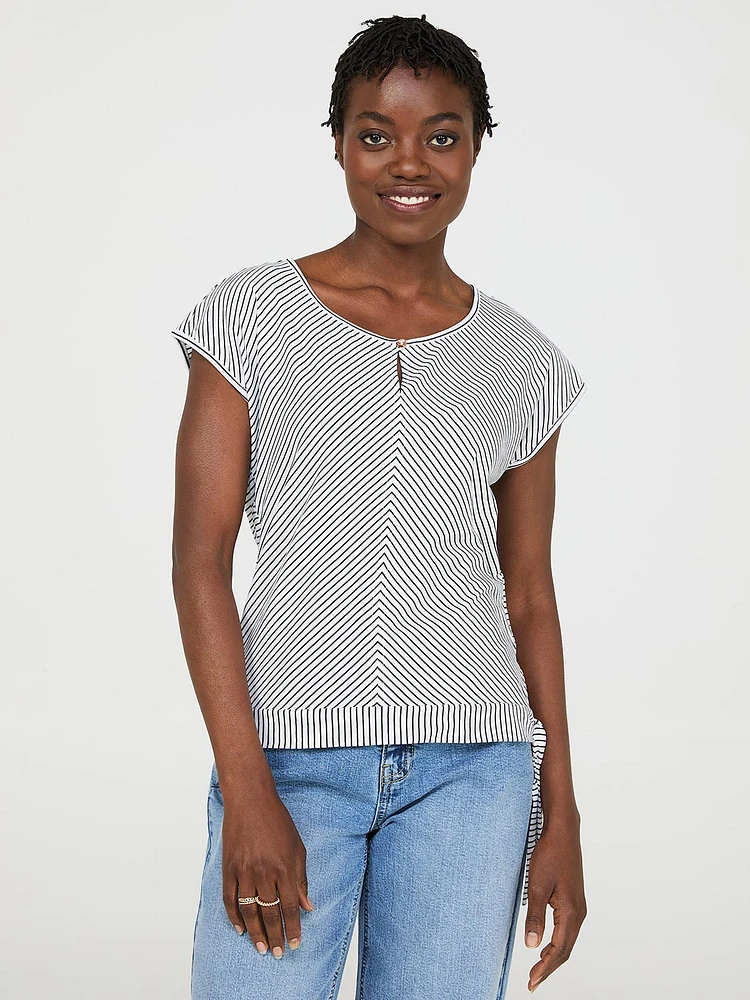 Striped Front Keyhole Top