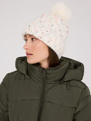 Speckled Knit Hat With Pom Pom