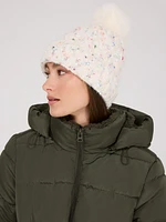 Speckled Knit Hat With Pom Pom