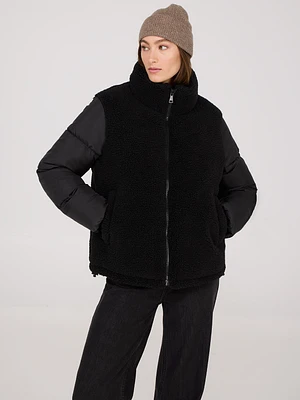 Short Shearling Puffer Jacket