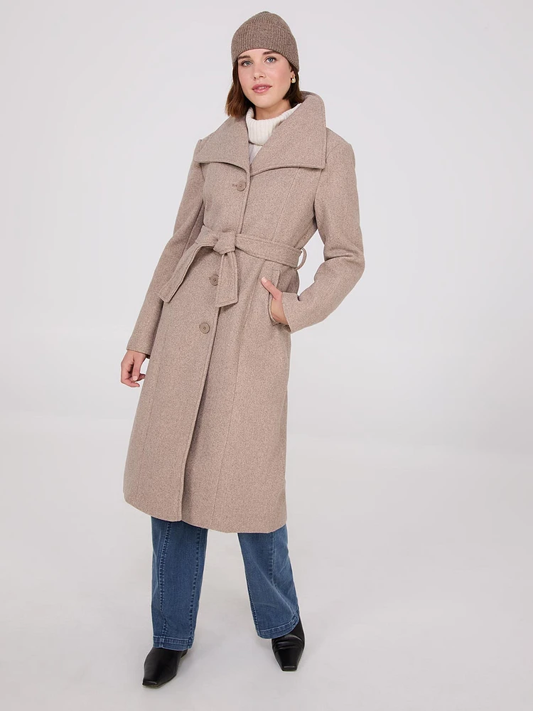 Wide Lapel Midi Coat