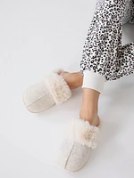 Faux Wool Slipper With Fur Lining