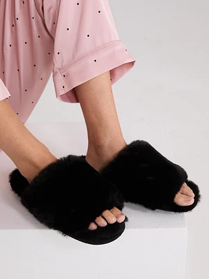 Faux Fur Slipper Slides