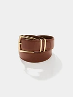 Gold Buckle Faux Leather Belt