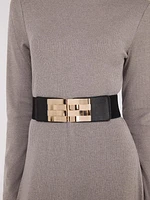 Ceinture élastique à boucle carrée dorée