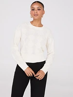 Pearl Embellished Diamond Cable Sweater