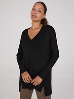 Ribbed V-Neck Tunic Top