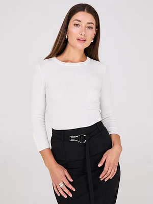 Round Neck Sweater With Button Details