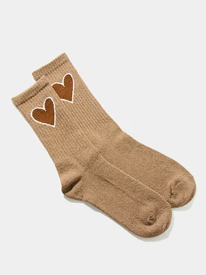 Chaussettes mi-longues à détails en coeur