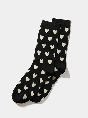 Sparkle Heart Crew Socks