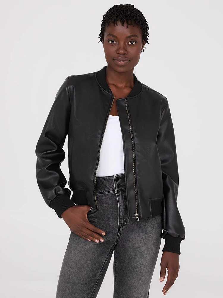 Blouson aviateur en faux cuir